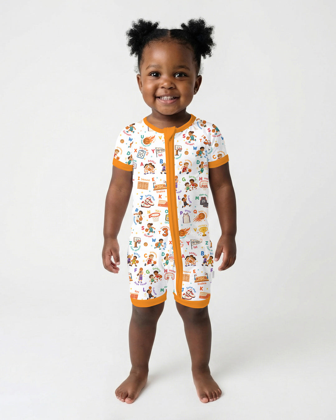 Basketball Alphabet Bamboo Shorty Zippy