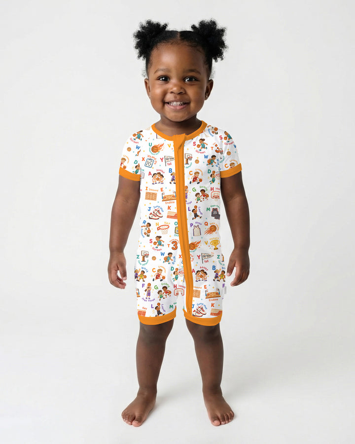 Basketball Alphabet Bamboo Shorty Zippy