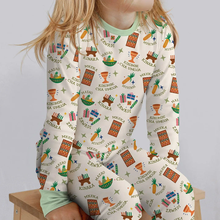 Kwanzaa Spirit Bamboo Two Piece Long Sleeve Pajama Set