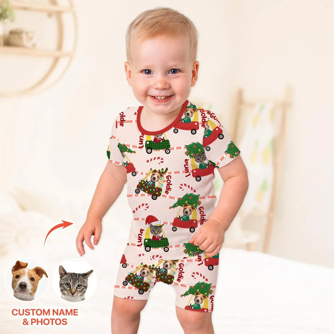 Zweiteiliges Pyjama-Set mit kurzen Ärmeln und Shorts im Sommer-Design