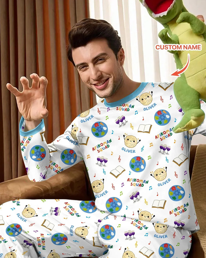 Custom Name Passover Afikoman Squad Bamboo Men's Pajama Set