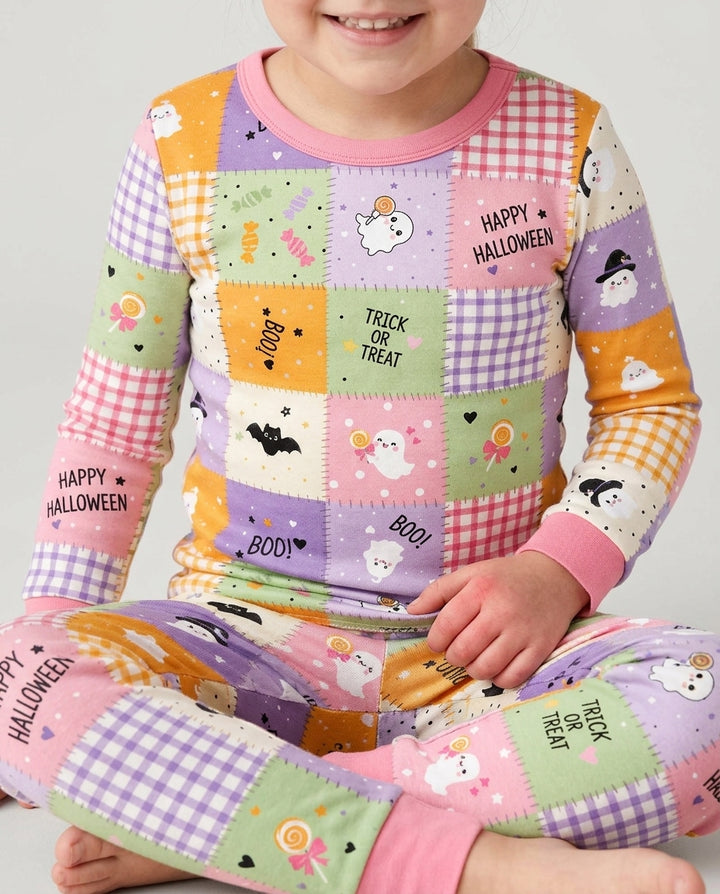 Cute Halloween Patchwork Bamboo Two Piece Long Sleeve Pajama Set