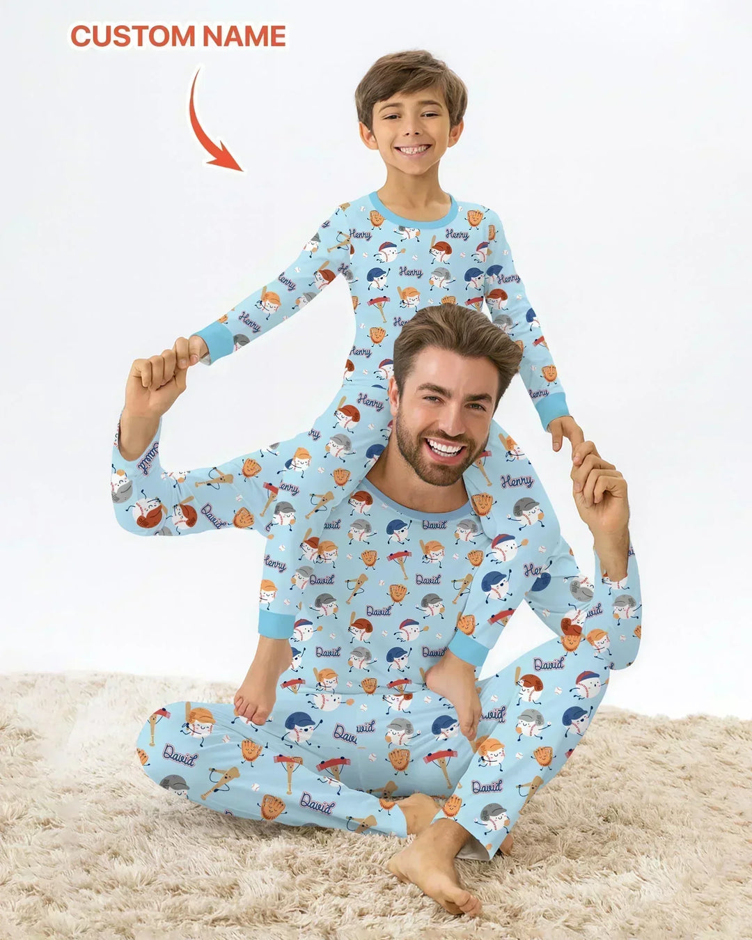 Custom Name Ballparl Family Matching Bamboo Men's Pajama Set