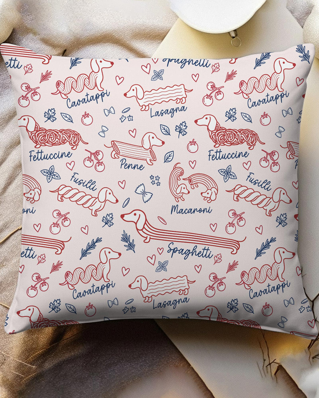 Funny Dachshund Pasta Pups Bamboo Pillow Case