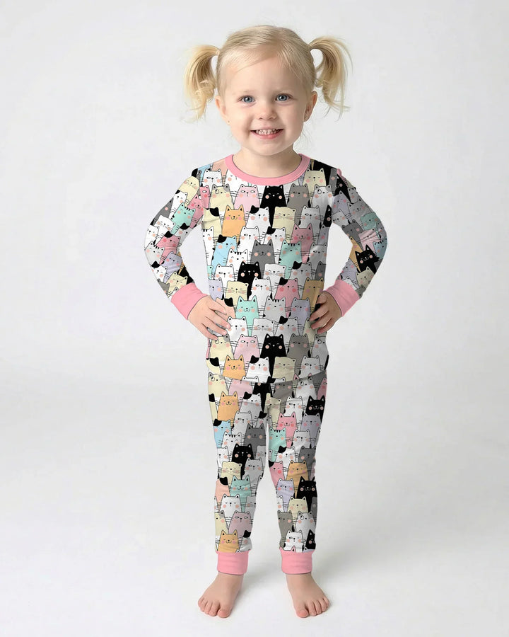Zweiteiliges Langarm-Pyjama-Set mit Sommerfrüchten