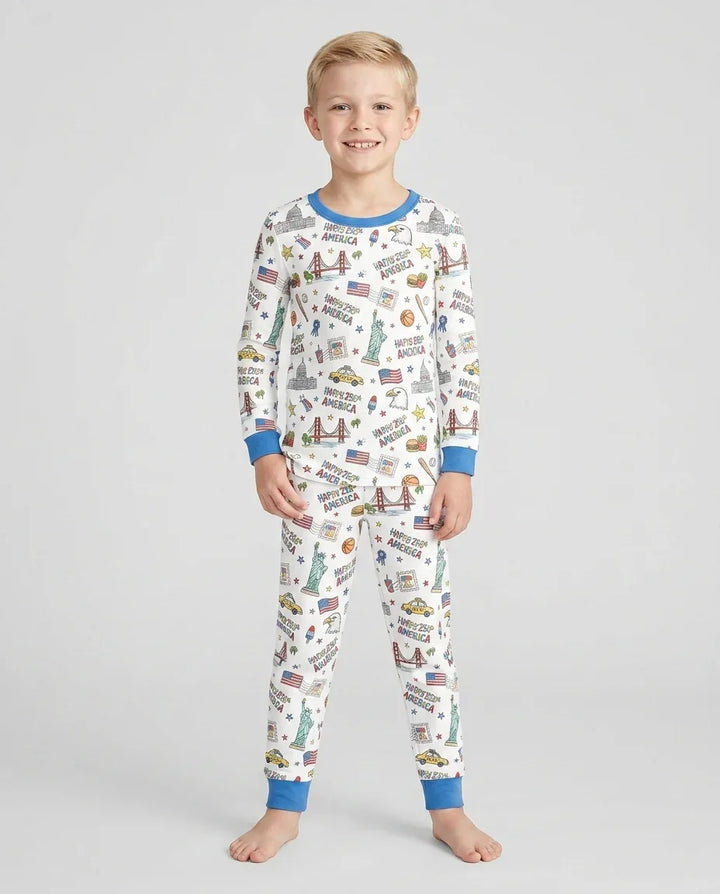 Zweiteiliges Langarm-Pyjama-Set mit Sommerfrüchten