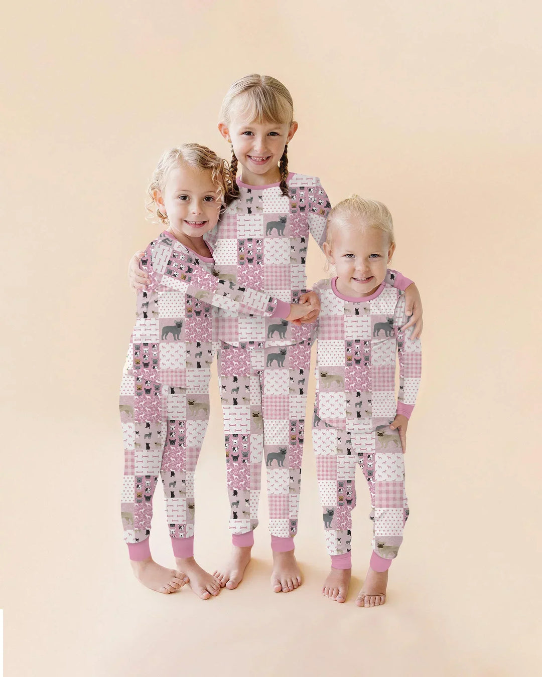 Frenchies Patchwork Family Matching Bamboo Women Pajama Set