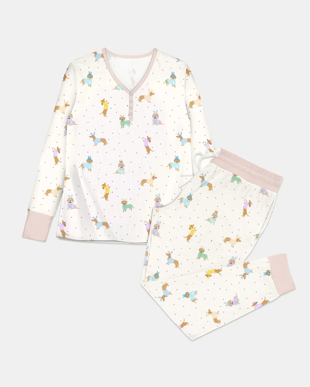 Oster-Dackel-Bambus-Damen-Pyjama-Set