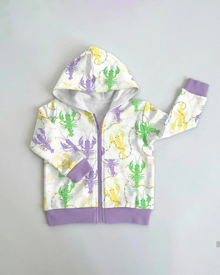 Mardi Gras Langusten Familie Partnerlook Bambus Reißverschluss-Hoodie