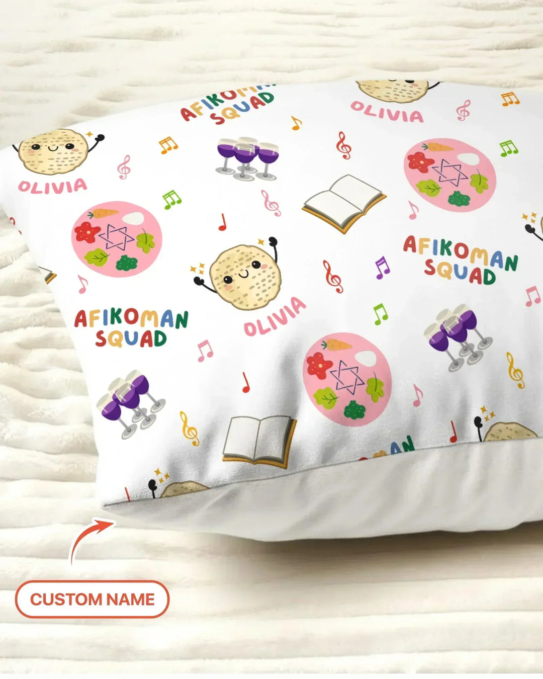 Custom Name Passover Afikoman Squad Bamboo Pillow Case