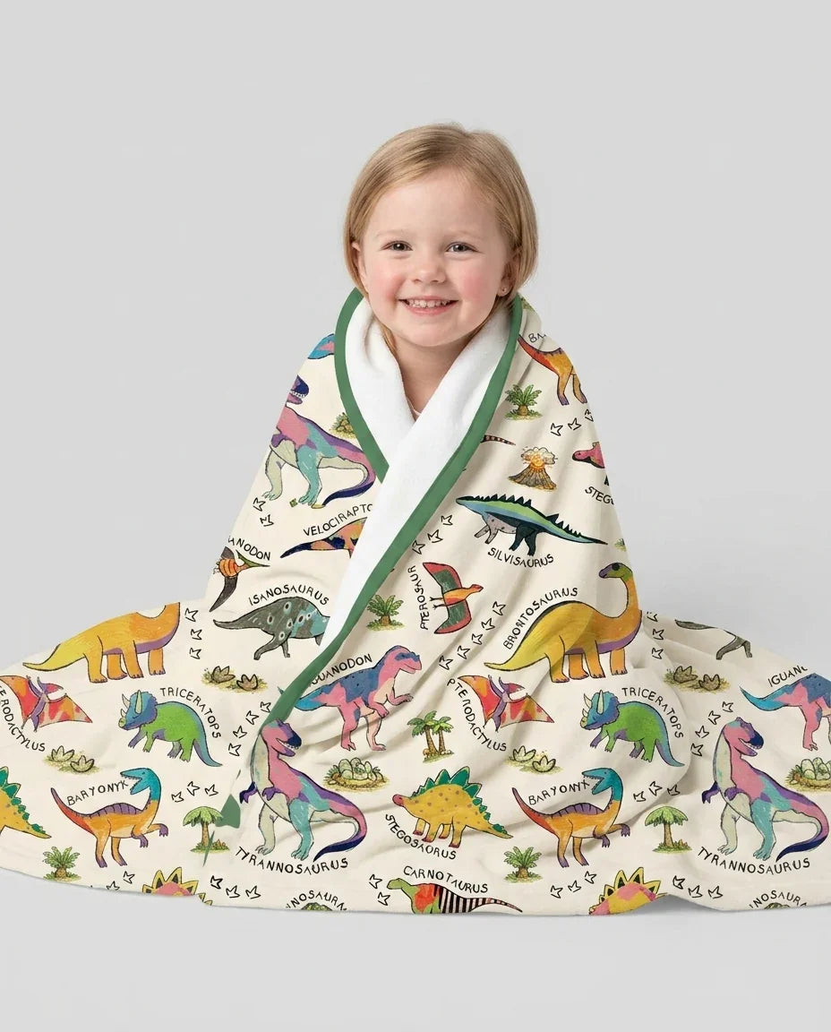 All The Dino Types Bamboo Blanket