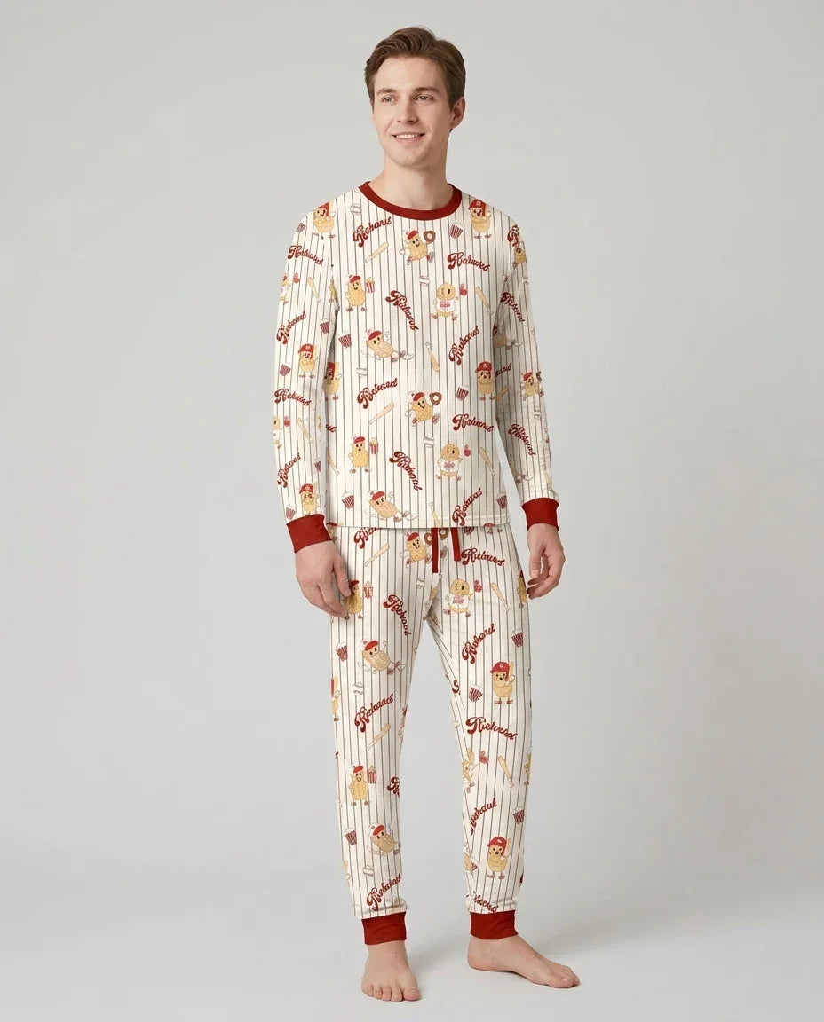 Custom Nam Retro Ballgame Bamboo Men's Pajama Set