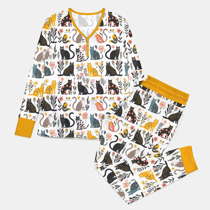 Botanical Cats Bamboo Women Pajama Set