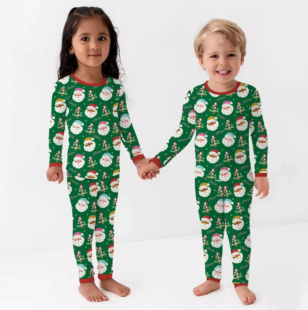 Personalized 1st Christmas Two Piece Long Sleeve Pajama Set , Personalized 1st Christmas Two Piece Long Sleeve Pajama Set - 12-18M