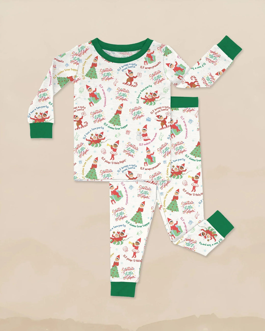 Christmas Elf Bamboo Two Piece Long Sleeve Pajama Set