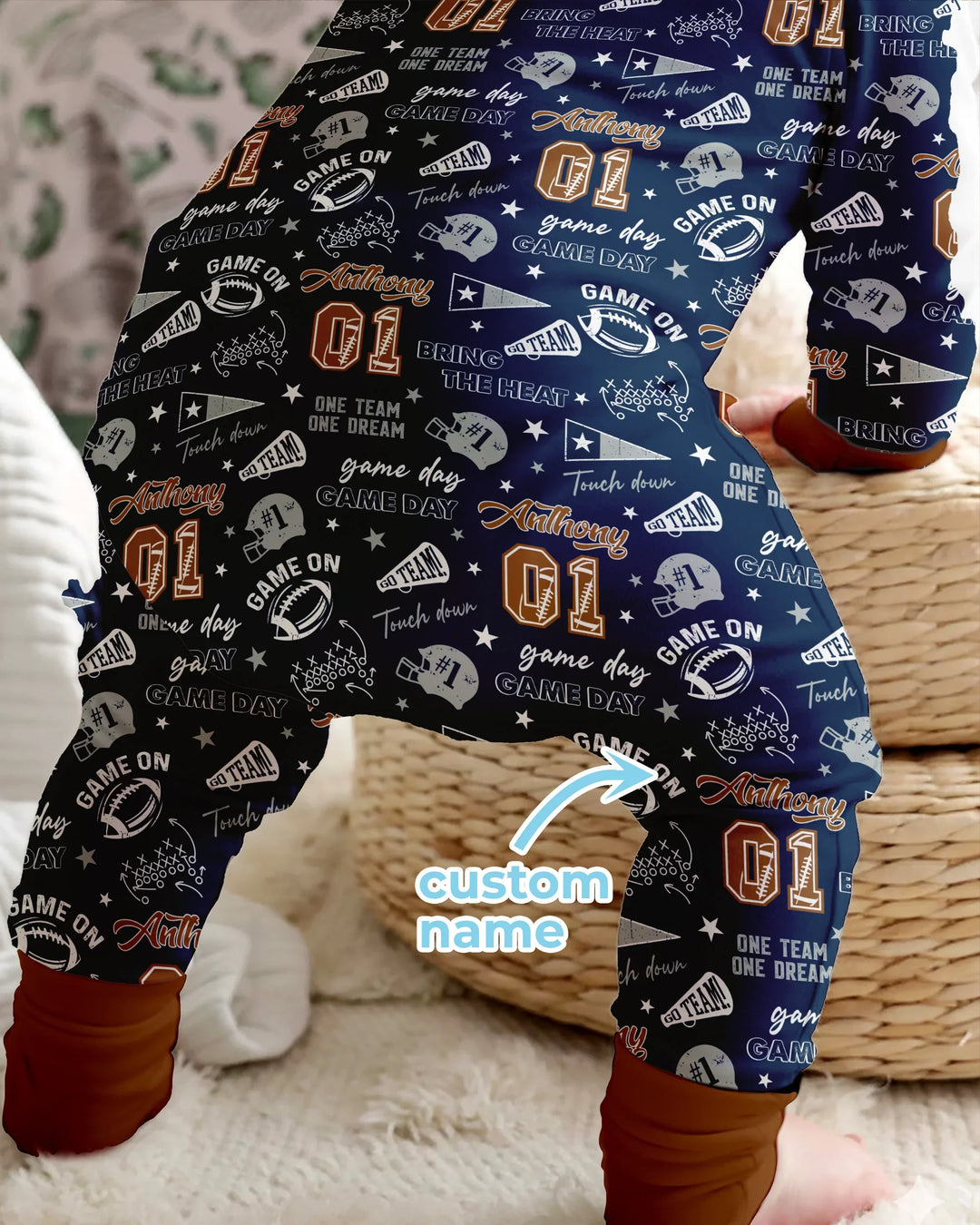 Custom Name Football Game Day Bamboo Convertible Zippy