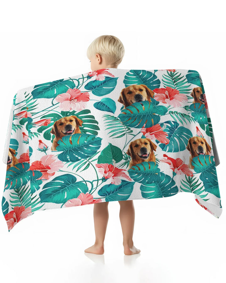 Hawaiian Custom Photo Dog Bamboo Beach Towel