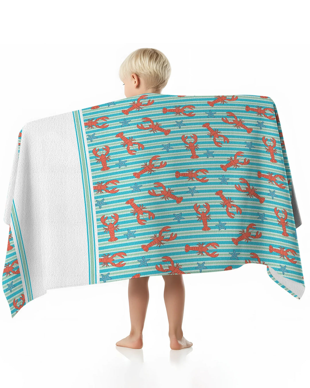 Coastal Lobster Stripe Bamboo Beach Towel