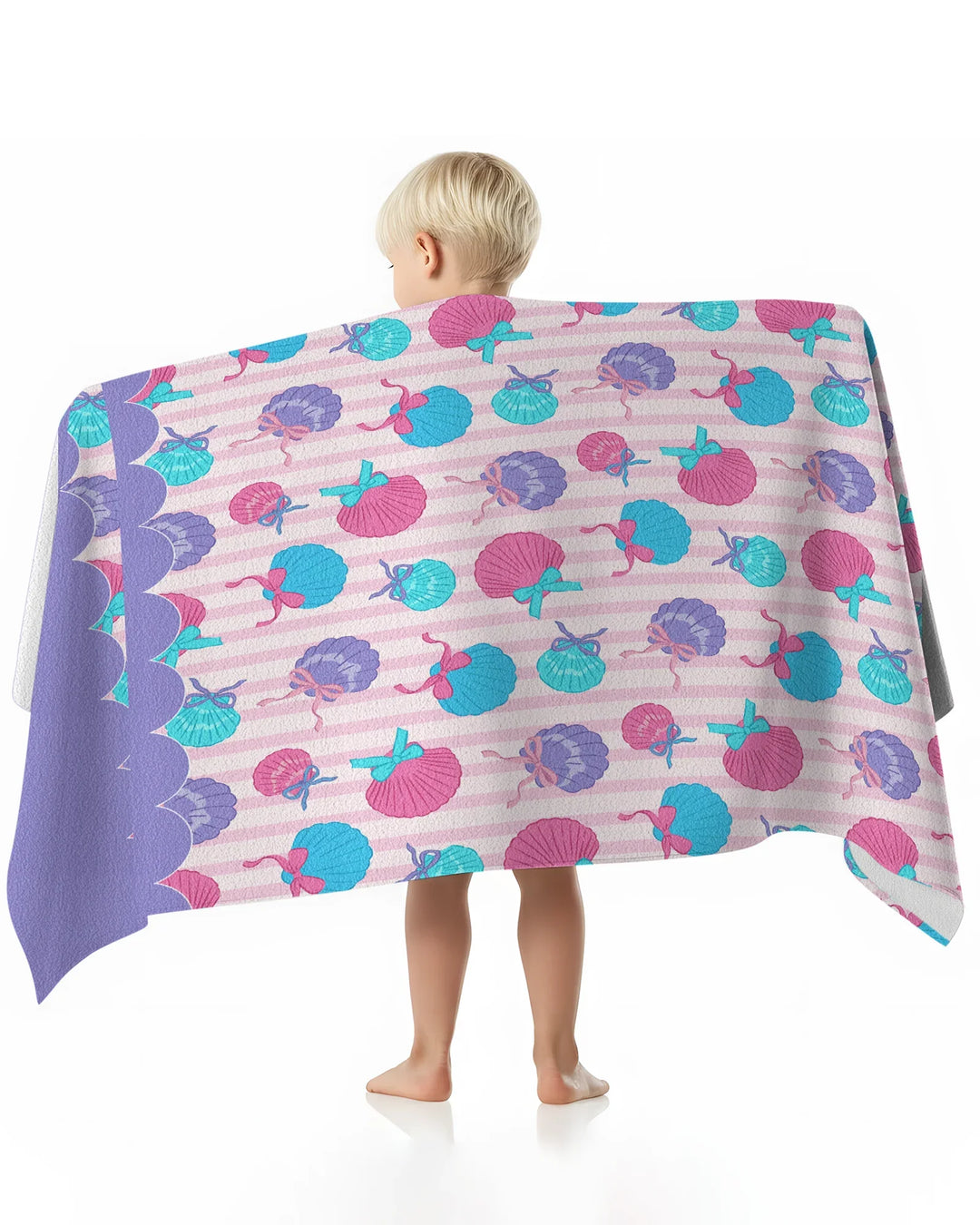 Seashell Dreams Stripe Bamboo Beach Towel