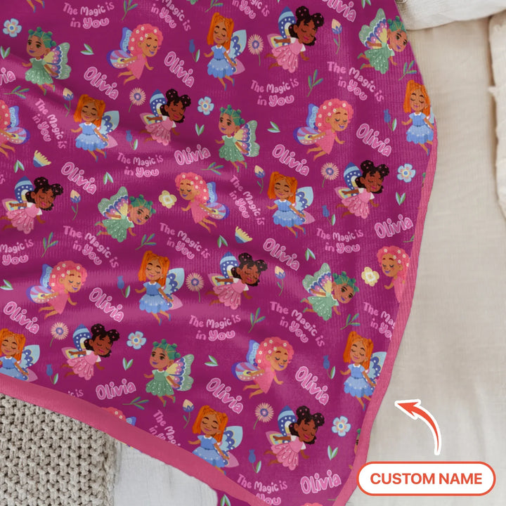 Custom Name Little garden fairy Bamboo Blanket