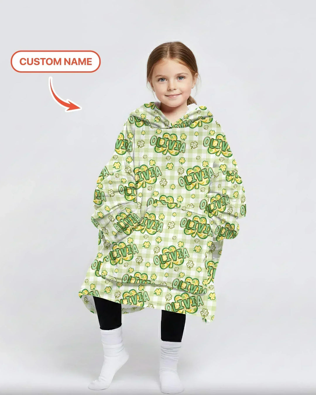 Lucky Shamrock Personalisierbarer Bambus-Deckenhoodie