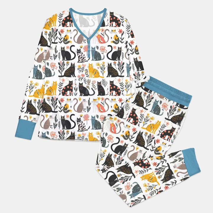 Botanical Cats Bamboo Women Pajama Set