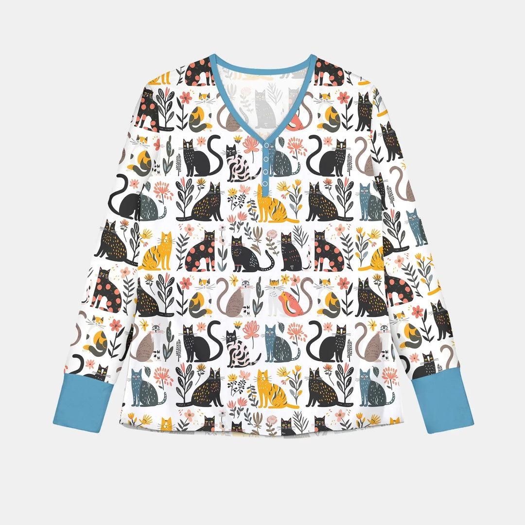 Botanical Cats Bamboo Women Pajama Set