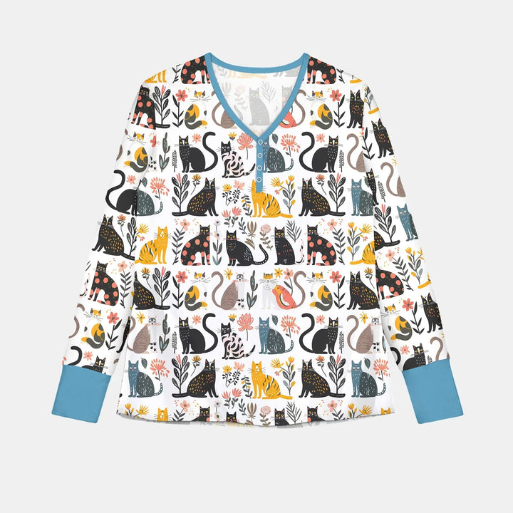 Botanical Cats Bamboo Women Pajama Set