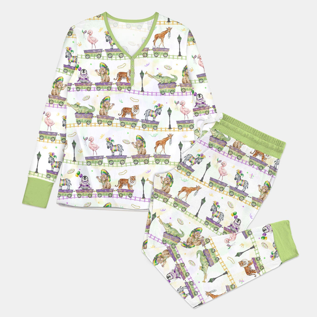 Mardi Gras Jungle Krewe Bambus-Pyjama-Set für Damen