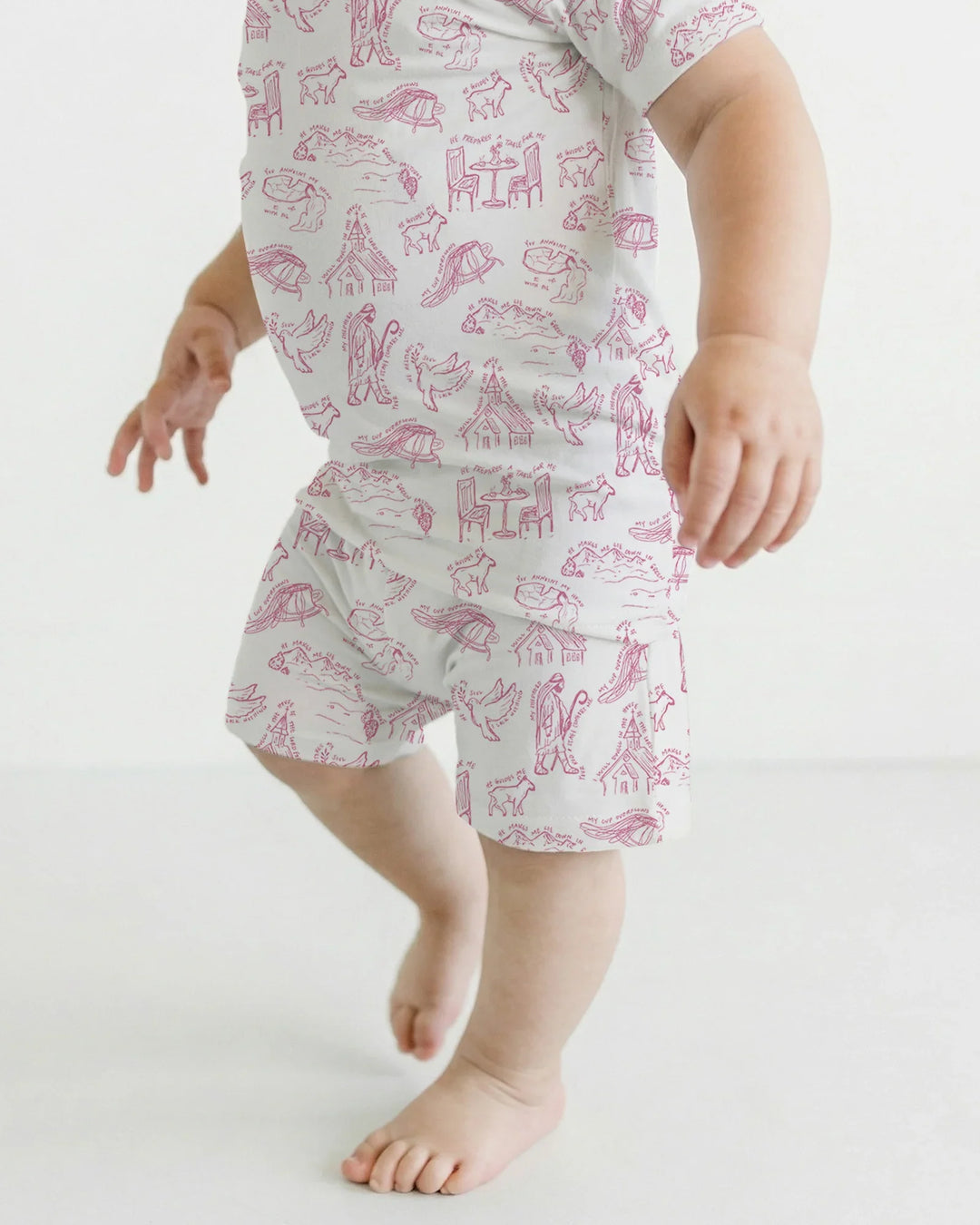 Psalm 23 Sketch Bamboo Two Piece Short Sleeve Shorts Pajama Set