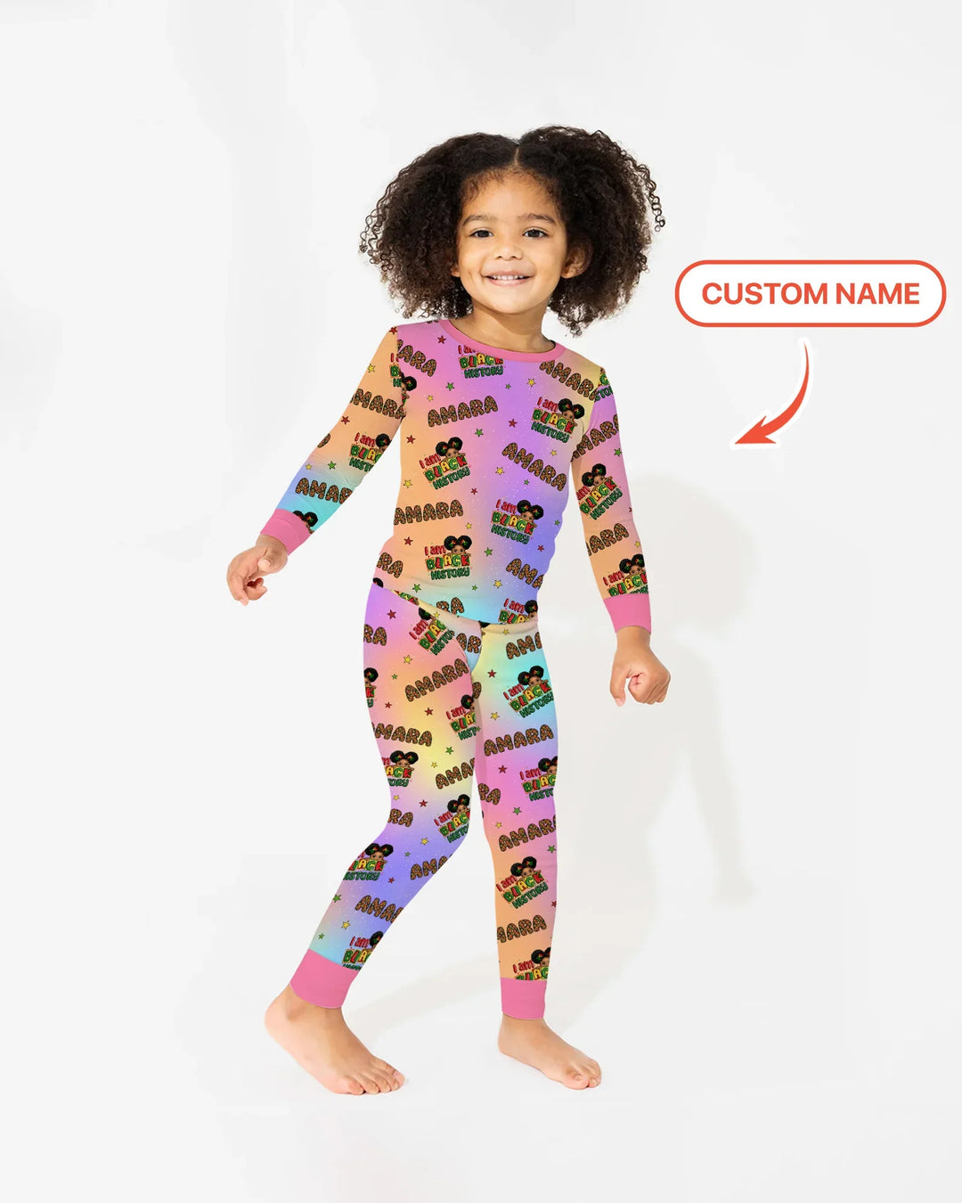 Custom Name I Am Black History Custom Bamboo Two Piece Long Sleeve Pajama Set