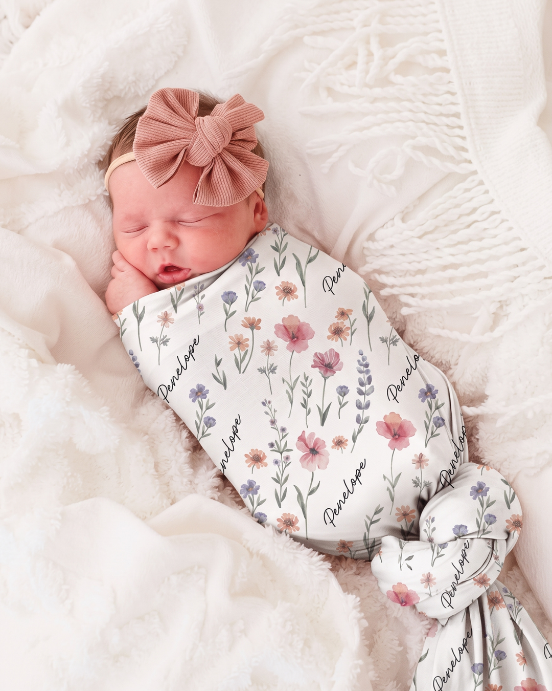 Pastel Prairie Blossom Bamboo Swaddle Blanket