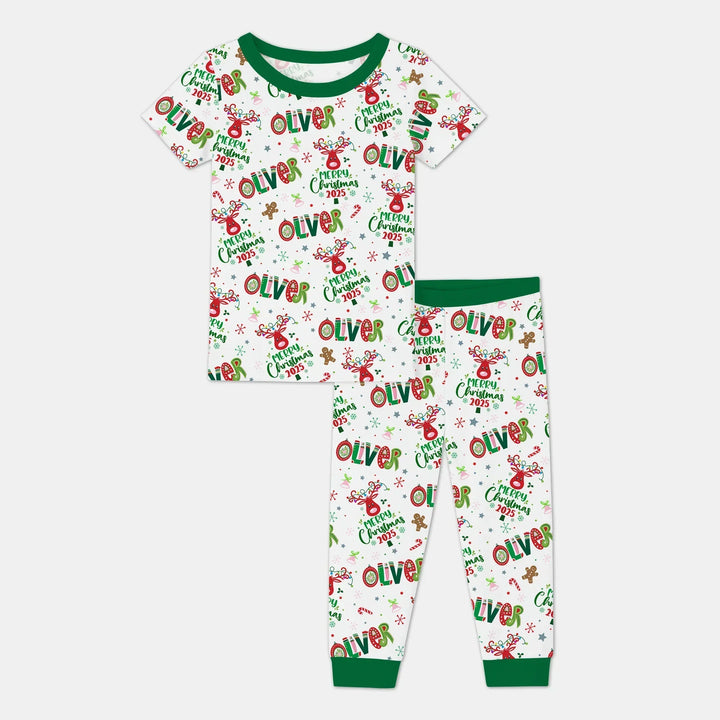 Custome Name "Whimsical Little Green" Two Piece Short Sleeve Pajama Set , Custome Name "Whimsical Little Green" Two Piece Short Sleeve Pajama Set - 12-18M