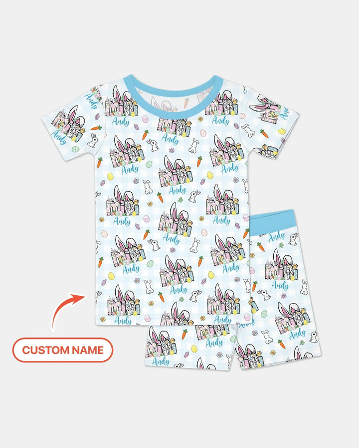 Zweiteiliges Pyjama-Set mit kurzen Ärmeln und Shorts im Sommer-Design