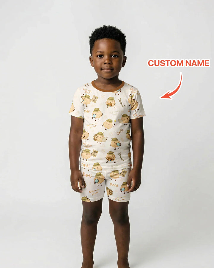 Zweiteiliges Pyjama-Set mit kurzen Ärmeln und Shorts im Sommer-Design