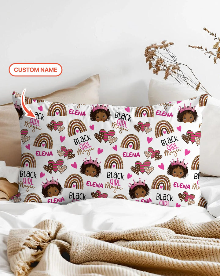 Custom Name Black Girl Magic Bamboo Pillow Case