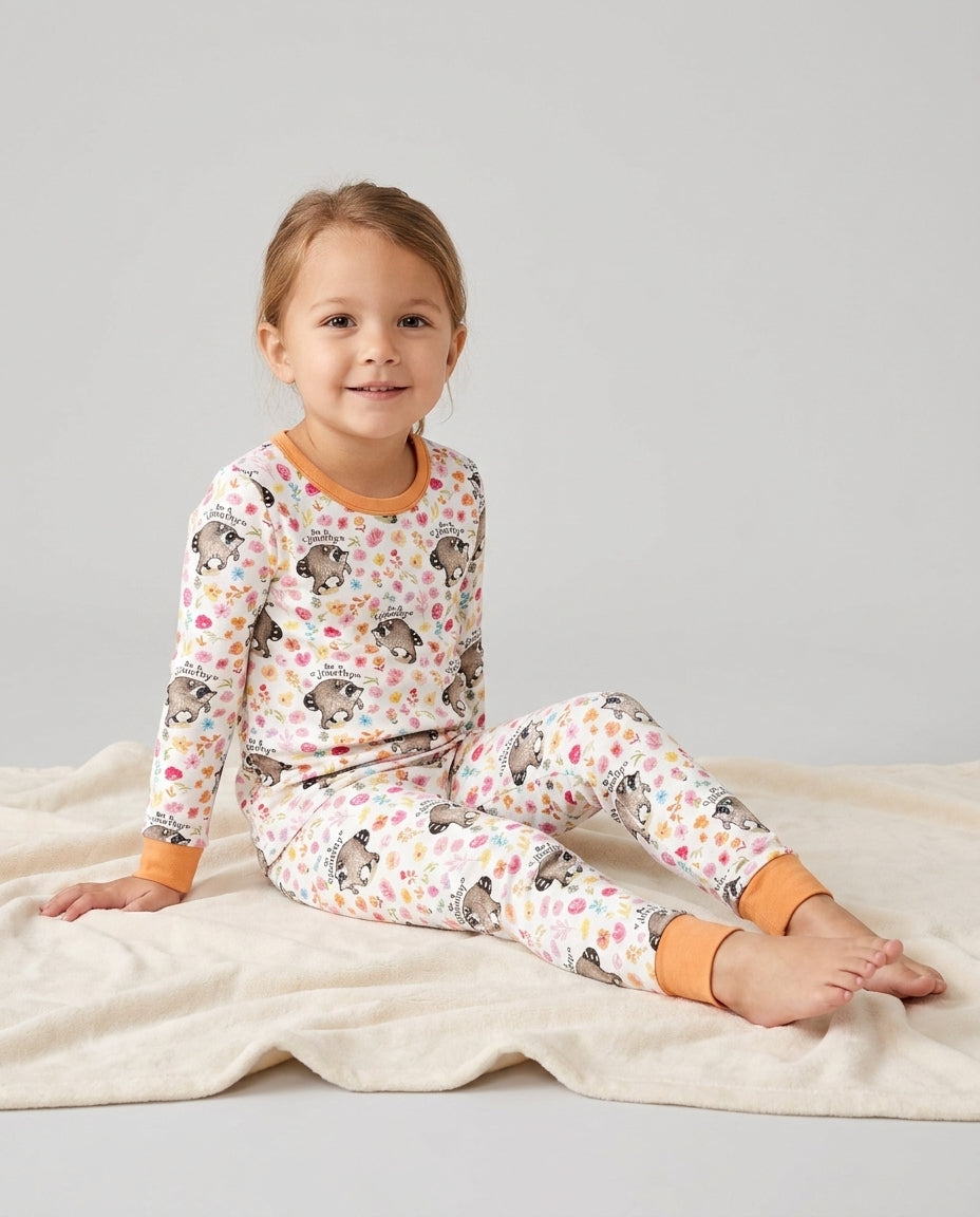 Zweiteiliges Langarm-Pyjama-Set mit Sommerfrüchten