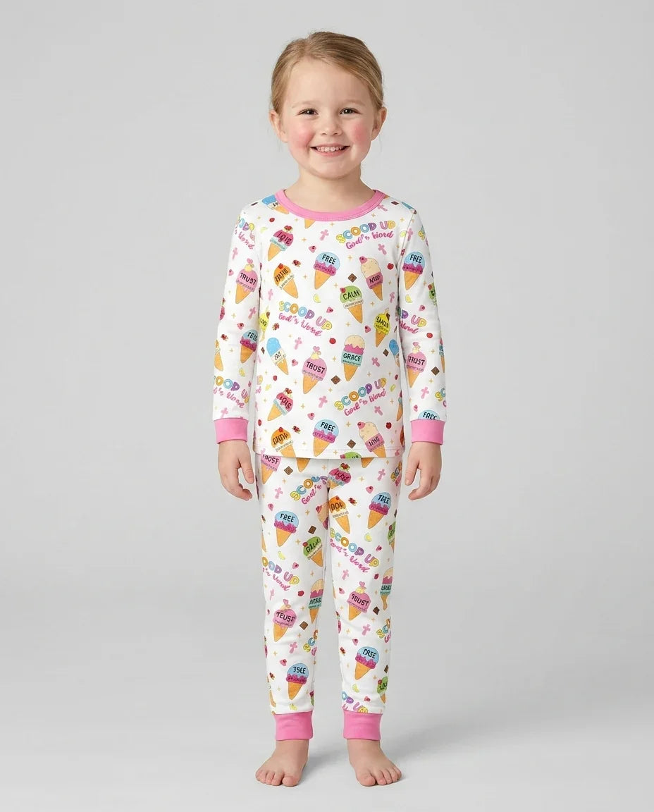 Zweiteiliges Langarm-Pyjama-Set mit Sommerfrüchten