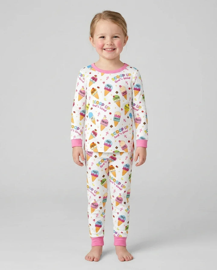 Zweiteiliges Langarm-Pyjama-Set mit Sommerfrüchten