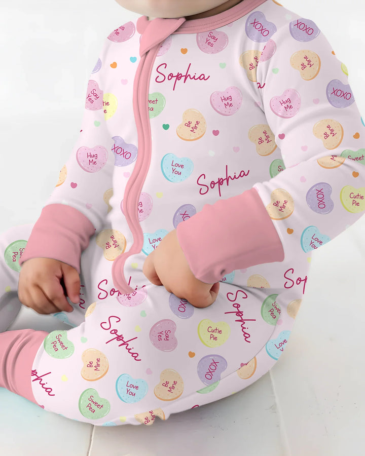Custom Name Colorful Candy Hearts Family Matching Bamboo Convertible Zippy