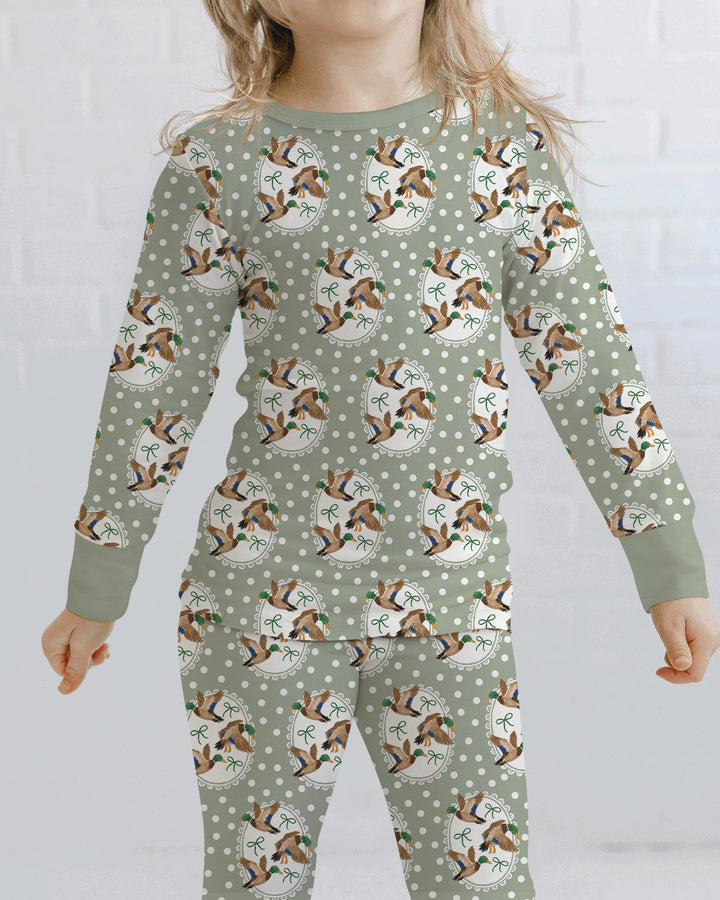 Dapper Ducks & Bows Bamboo Two Piece Long Sleeve Pajama Set