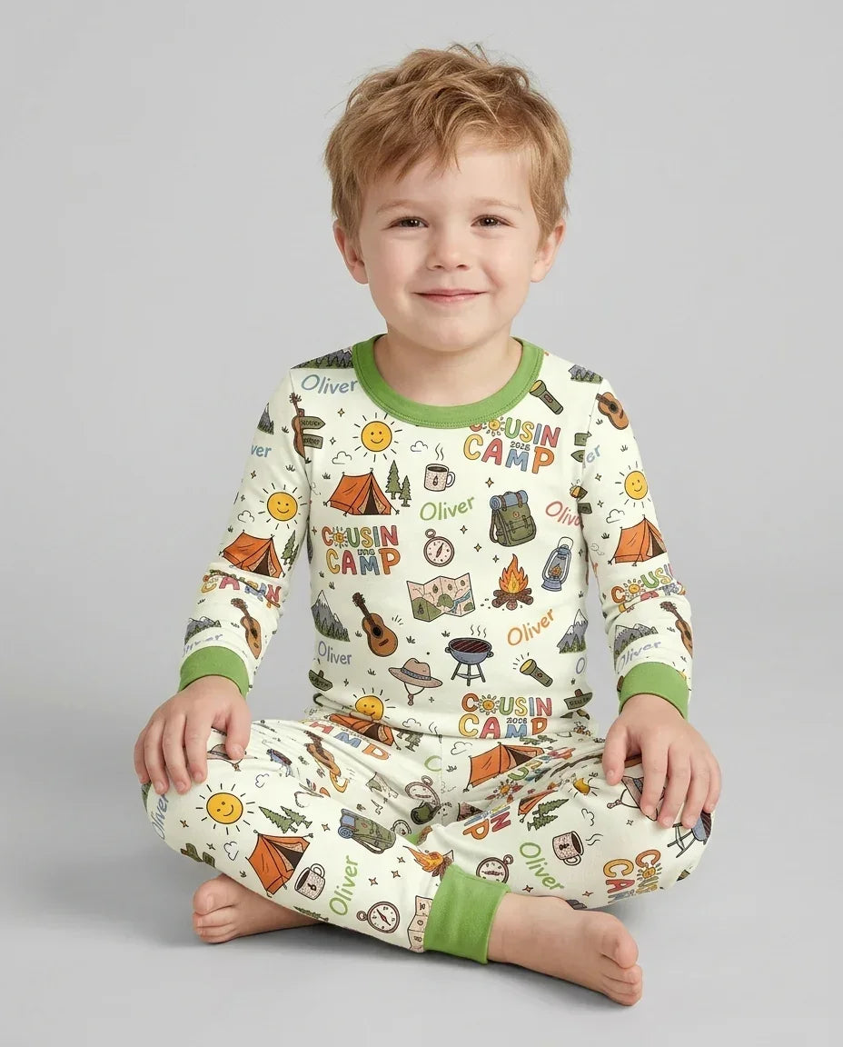 Zweiteiliges Langarm-Pyjama-Set mit Sommerfrüchten