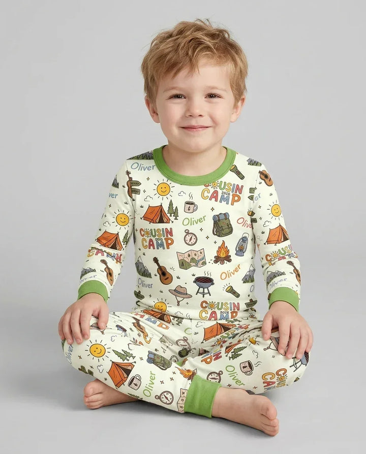 Zweiteiliges Langarm-Pyjama-Set mit Sommerfrüchten
