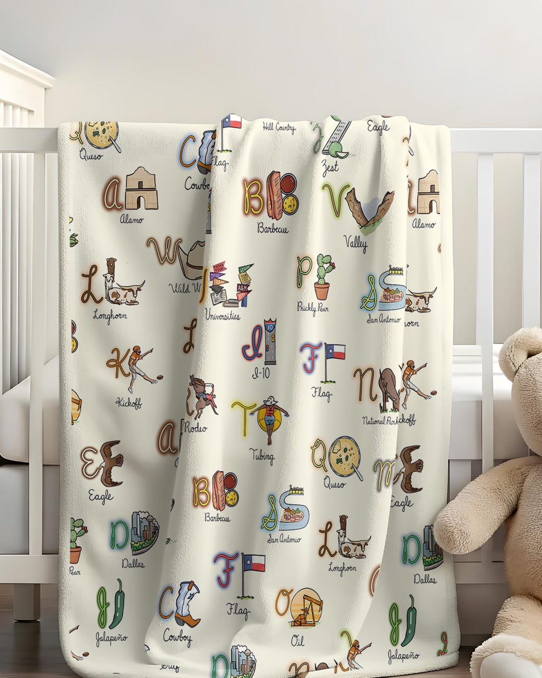 Texas Alphabet Bamboo Blanket