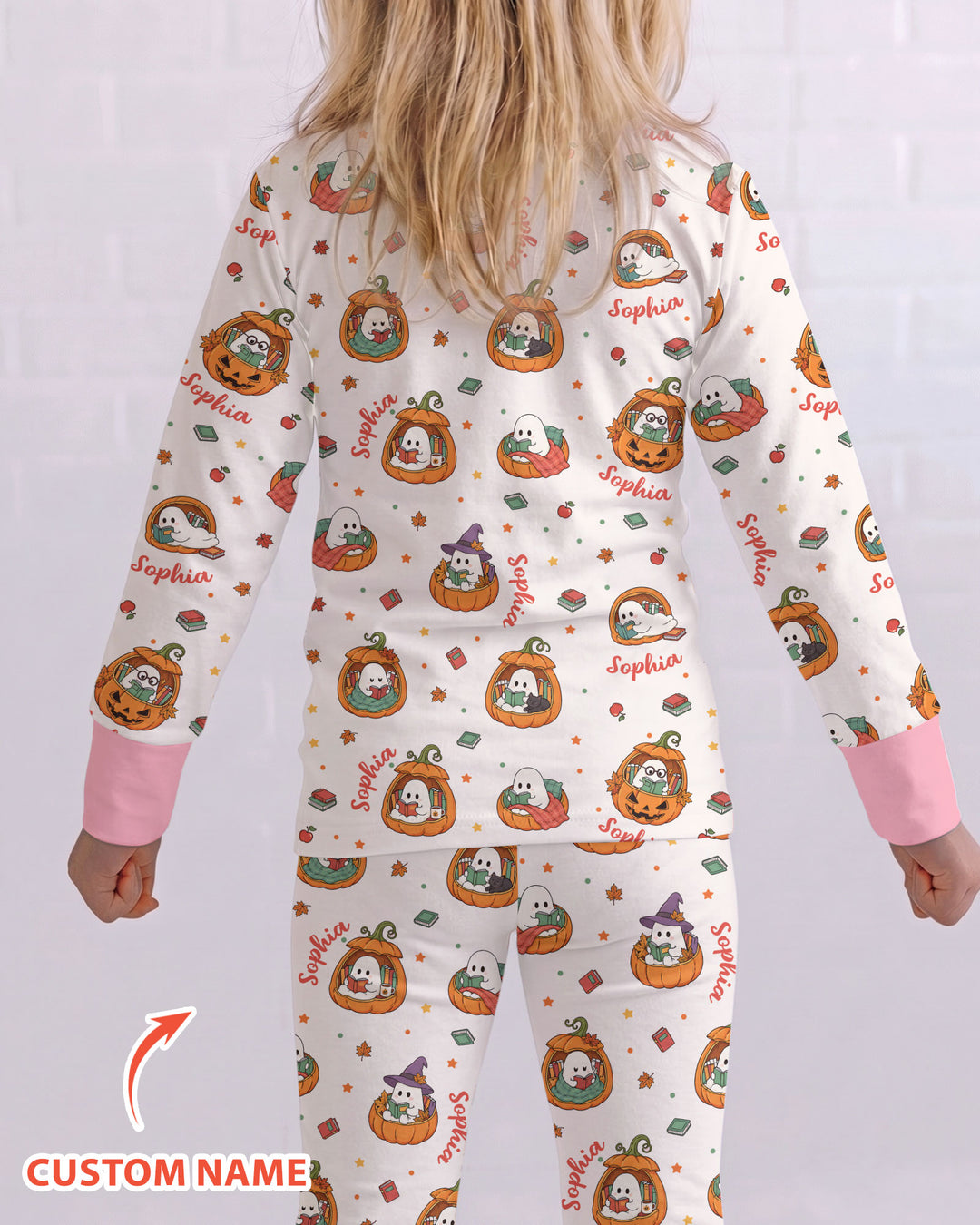 Bookish Boo Ghost Pumpkin Bamboo Two Piece Long Sleeve Pajama Set