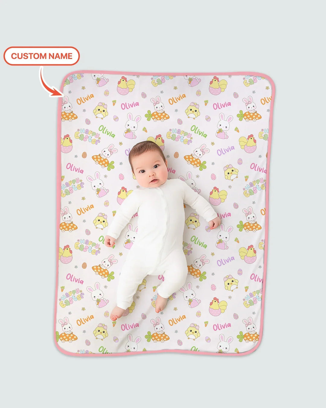 Custom name Happy Easter Bamboo Blanket