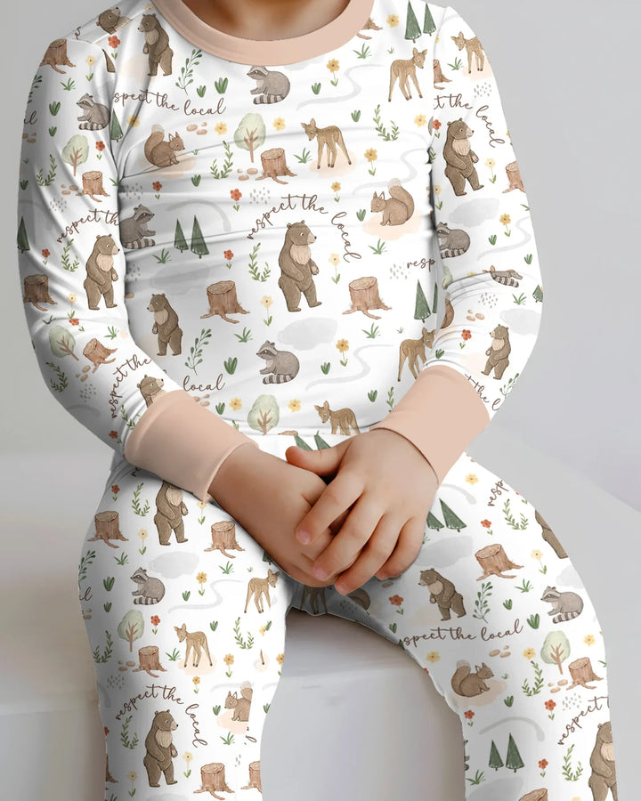 Zweiteiliges Langarm-Pyjama-Set mit Sommerfrüchten