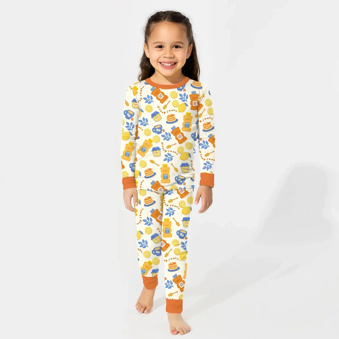 Zweiteiliges Langarm-Pyjama-Set mit Sommerfrüchten