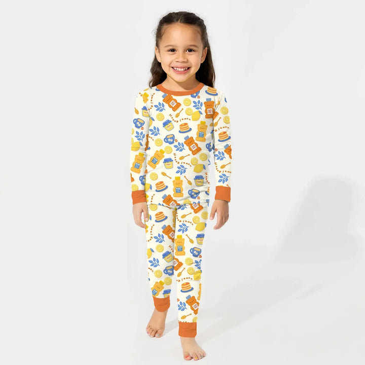 Zweiteiliges Langarm-Pyjama-Set mit Sommerfrüchten