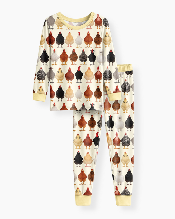 Cluckin' Cute Bamboo Two Piece Long Sleeve Pajama Set